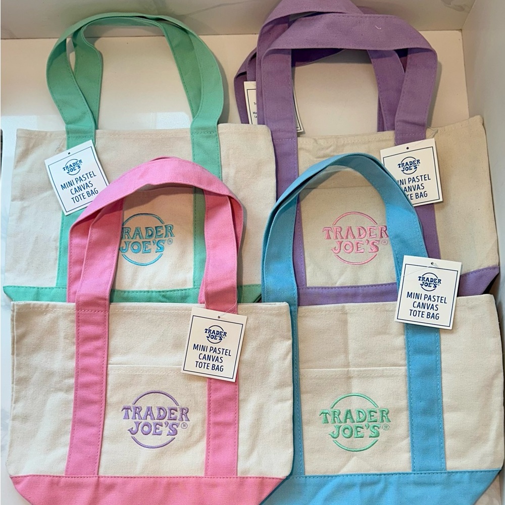 Mini Pastel Canvas Tote Bag Set